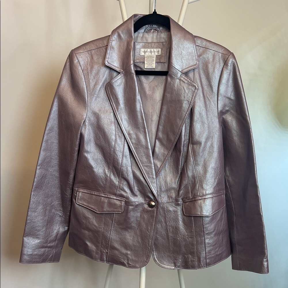 Worthington Metallic genuine leather jacket coat never worn size XL